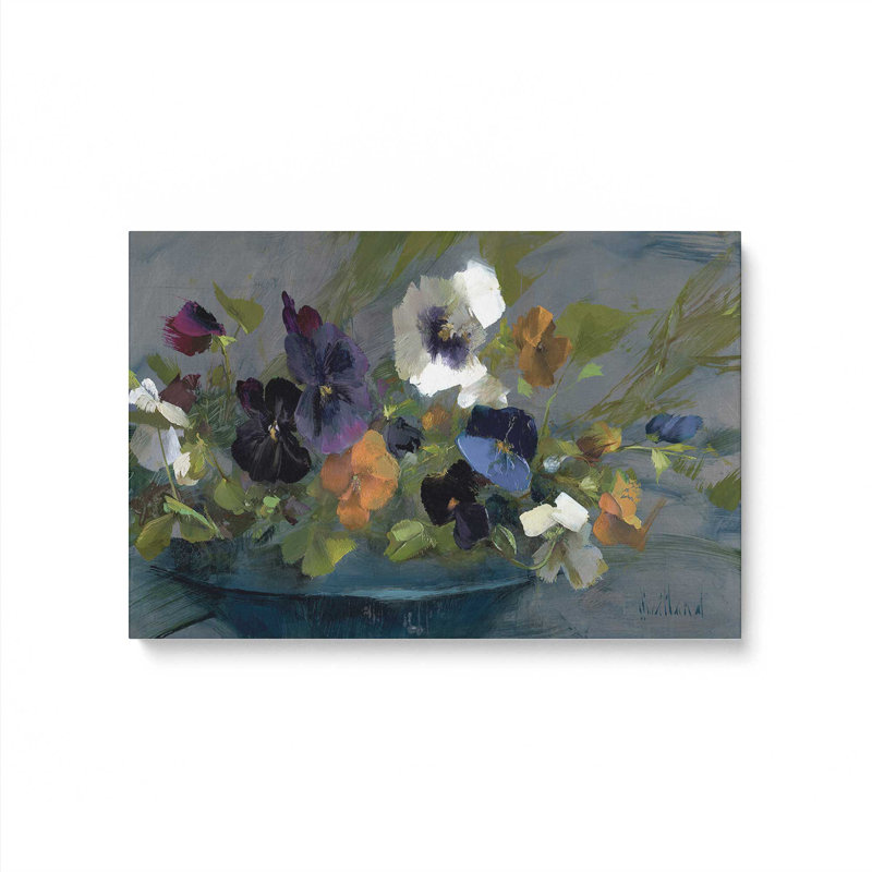 Arrangement de pensée vive roulé, H 12 po x l 18 po x P 1,25 po, Toile tendue