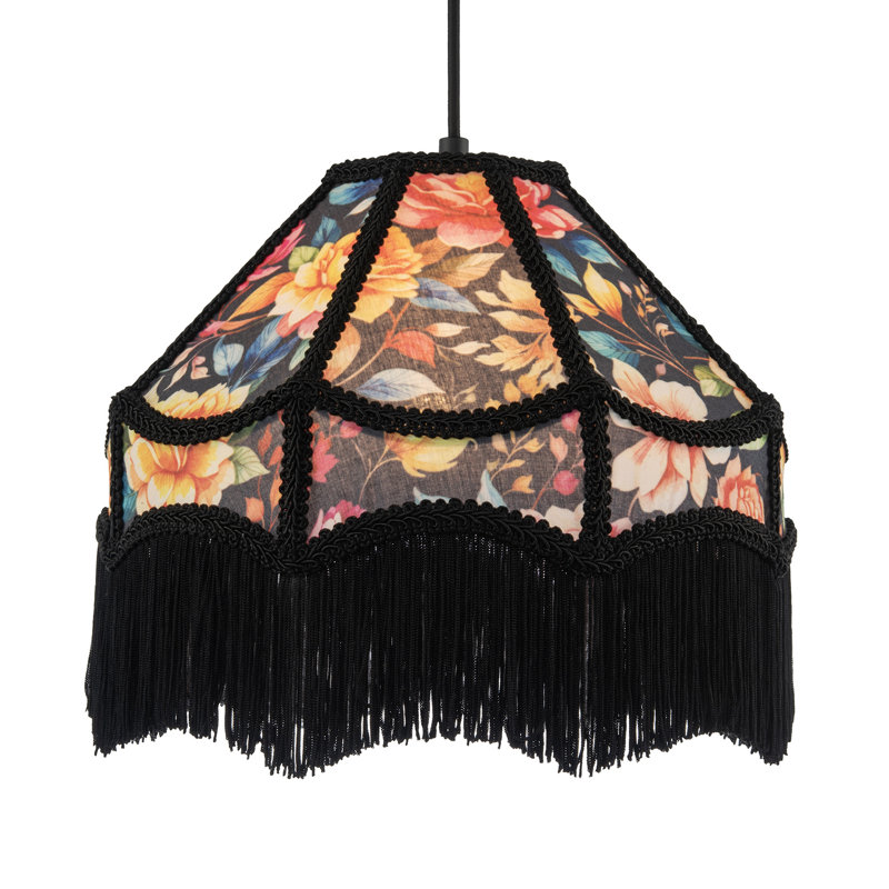 19cm H Cotton Empire Lamp Shade ( Screw On ) in Black