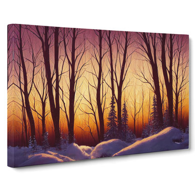 Winter Forest Sunset - Wrapped Canvas