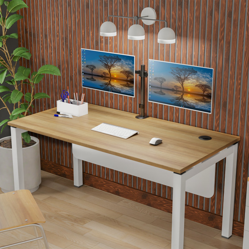 Mount-It! Dual Monitor Mount with C-Clamp & Grommet Base, Height Adjustable Arms Fit 19 - 32 Inches