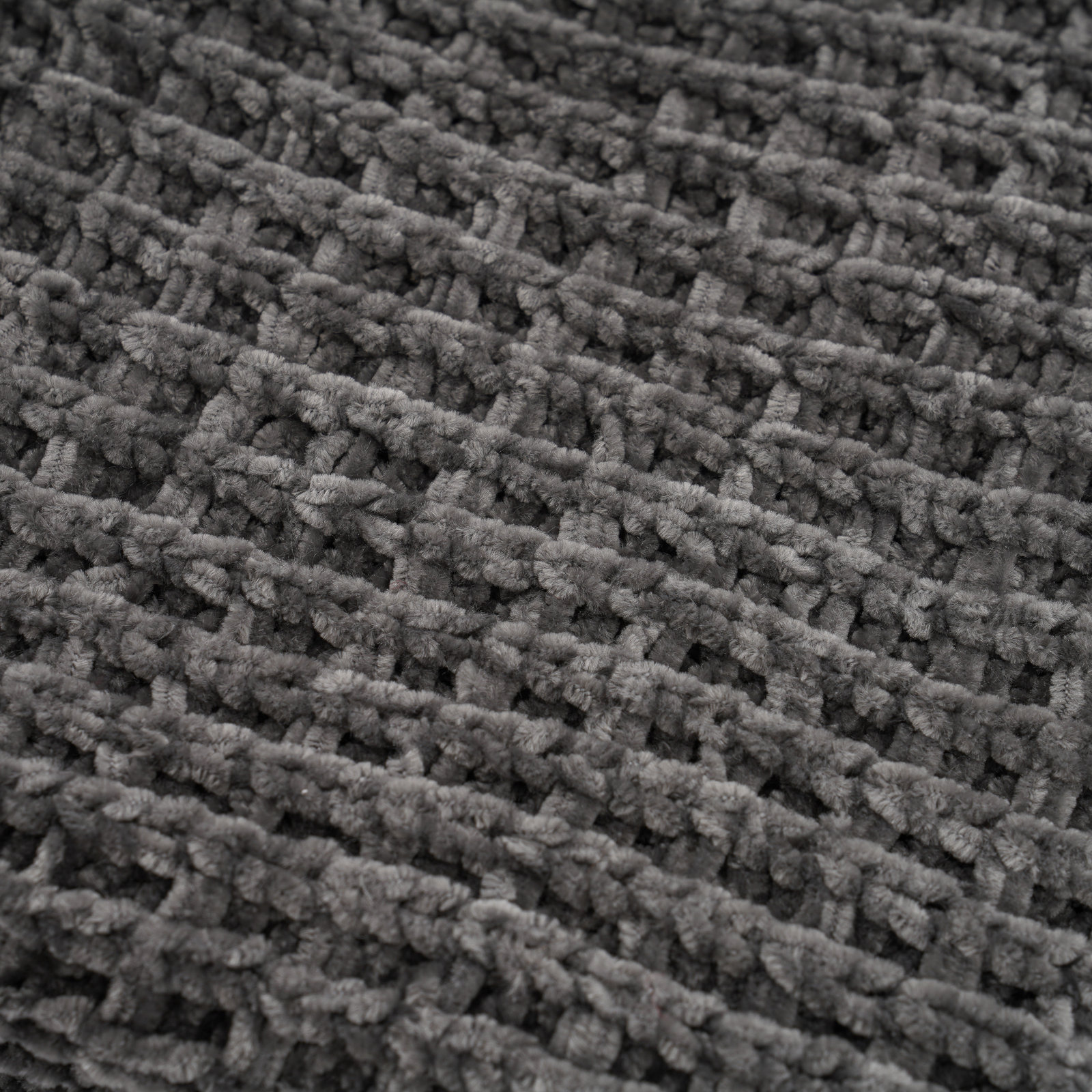 Amor Waffle Knitted Throw Blanket, Charcoal Gray