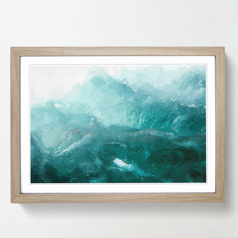 Waves in Italy in Abstract - Framed Print, 50cm H x 76cm W x 2cm D, Oak
