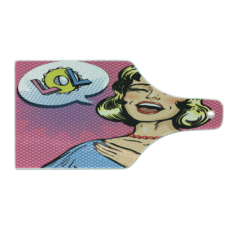 Multicolore Planche à découper en verre trempé avec yeux fermés Ambesonne LOL