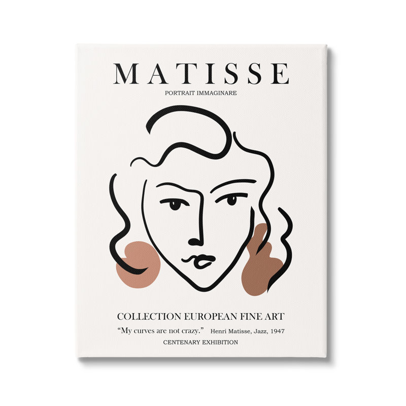 Curves Not Crazy Matisse, L 16 po x H 16 po, Giclée encadrée noir minuit
