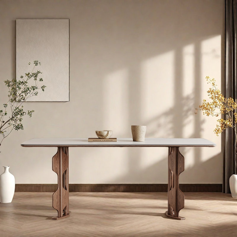 Table de salle à manger en noyer blanc, H 26,52 po x L 55,11 po x l 31,49 po