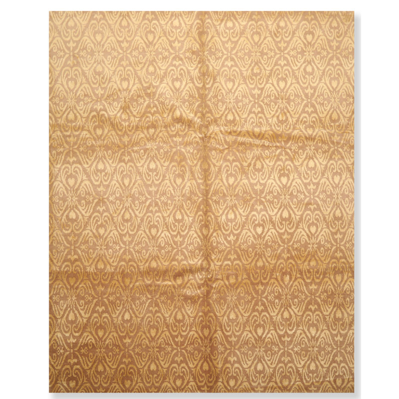 Tapis brun clair noué à la main de conception unique 8 pi x 10 pi Nataline