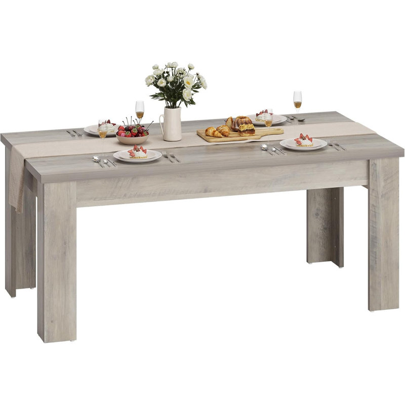 63/71 Inch Wood Farmhouse Dining Table for 6-8, Heavy Duty Large Kitchen Table for Big Family, Gray