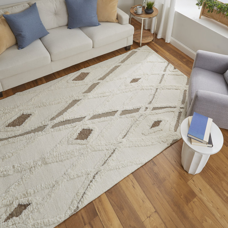 Anica Hand Tufted Wool Abstract Area Rug, Rectangle 2' x 3'