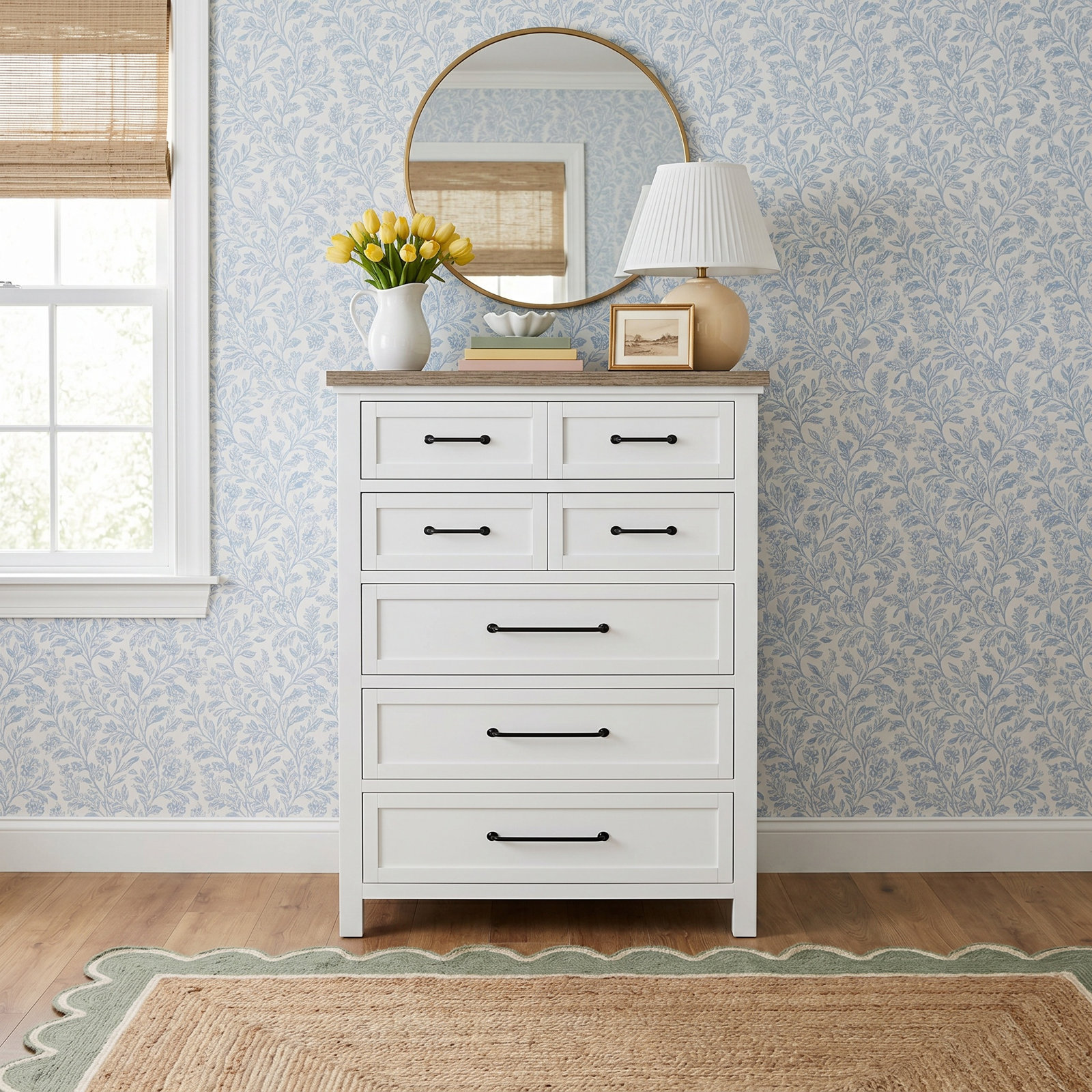 Kenya 5 - Drawer Dresser, White/Fog