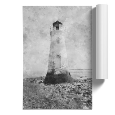 View of a Lighthouse Painting - Frameless Print