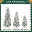 Ensemble 3 pièces d'arbres de Noël artificiels en flocons pré-éclairés - 4 pi, 5 pi et 6 pi avec arbres enneigé des Fêtes avec lumières DEL blanc chaud et embouts en PVC
