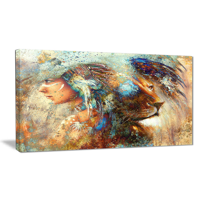 Lion - reproduction sur toile, H 16 po x l 32 po x P 1 po