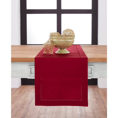 Cotton Linen Hemstitch Table Runner