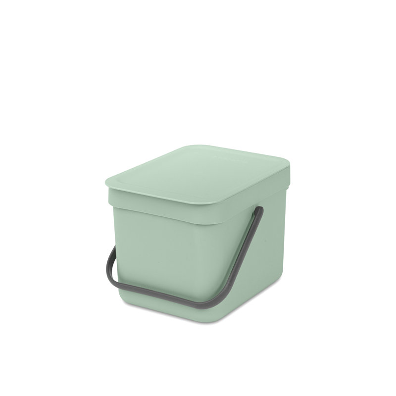 Sort & Go Plastic Recycling Bin, 1.6 Gallon (6L), Jade Green