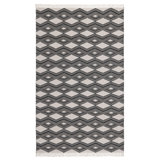 Maya Indoor Outdoor Area Rug, Pebble Gray, Handwoven Diamond, Fringe