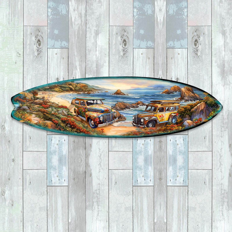 Décoration murale planche de surf, H 7 po x l 24 po x P 1 po