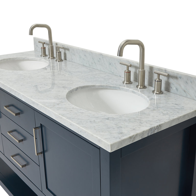 Bayhill 73'' W Double Vanity, Oval, Midnight Blue, 61"