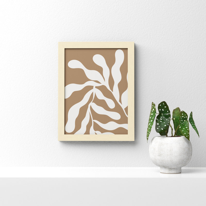 Retro Matisse Inspired Abstract Botanical 1 Beige by The Creative Bunch Studio, Brown, 13" H x 10" W x 1" D