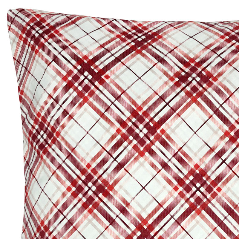 Neutral Plaid Dec Pillow 18X18, Red