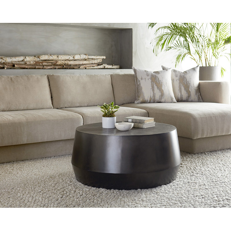Creed Coffee Table, Gold, 15" H x 48" L x 48" W