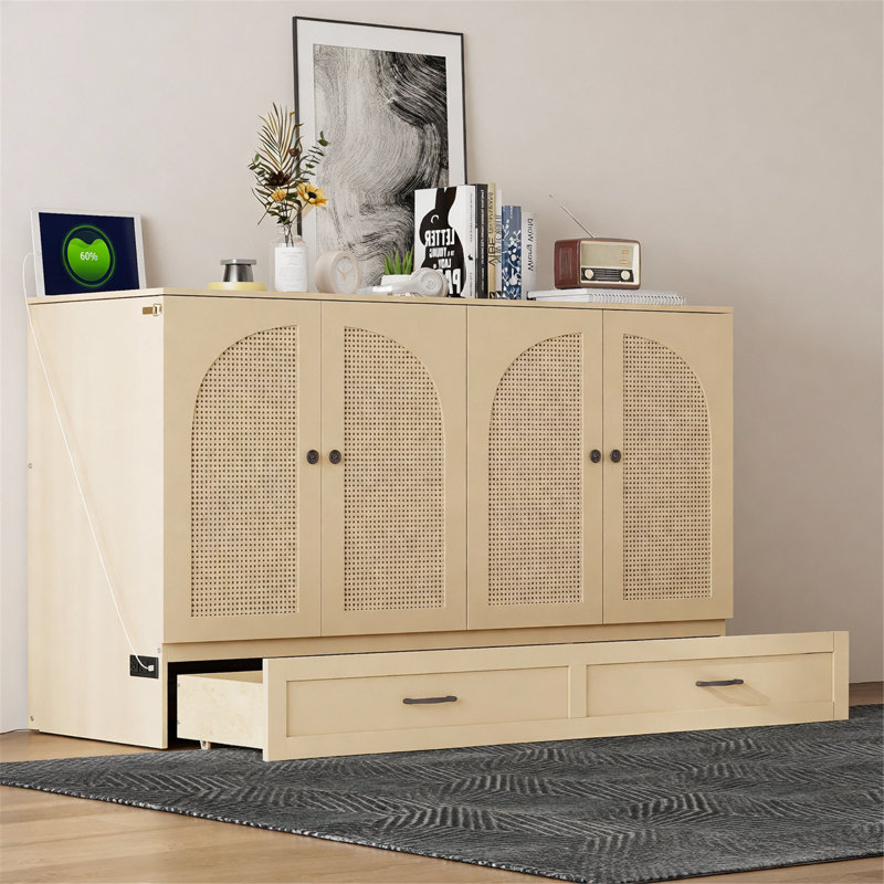 Murphy Bed With Storage Drawers, Gold
