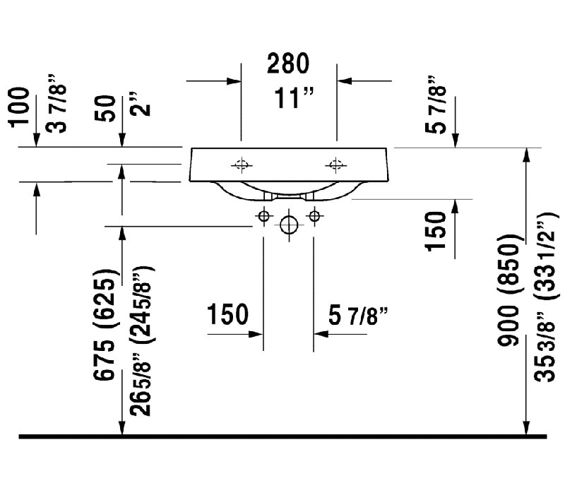 Architec Ceramic 22.625" Wall Mount Bathroom Sink