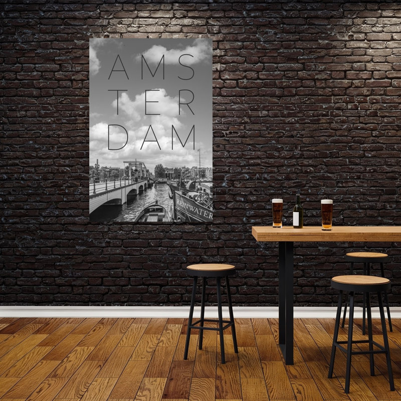 Amsterdam Canal Bridge View Minimalist Abstract Architecture City Wall Art Print, 60" H x 40" W
