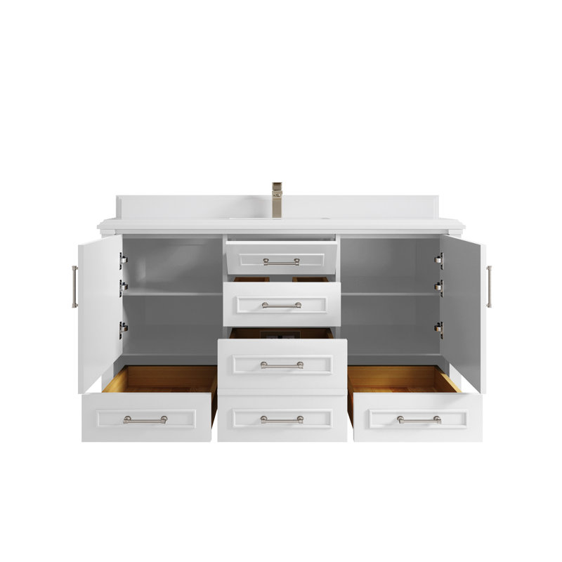 Ensemble de meuble-lavabo simple 60 po Aberdeen, Blanc, Blanc
