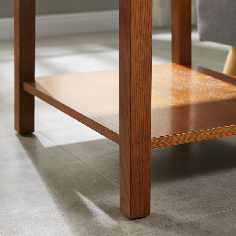 Russet Solid Wood Mission End Table with Locking Compartment