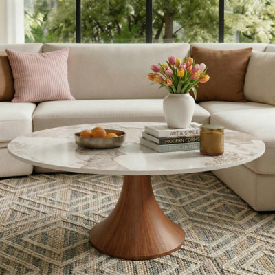 Table basse en bois fritté avec base en bois massif et plusieurs tailles