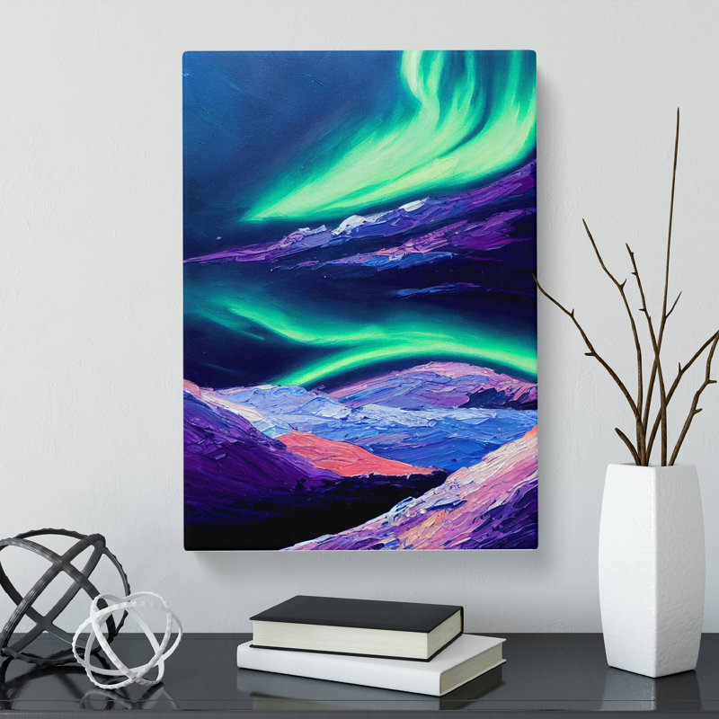 CAN-V0523-1585X Northern Lights Painting Vol.3 - Wrapped Canvas Print, 50cm H x 35cm W x 3cm D