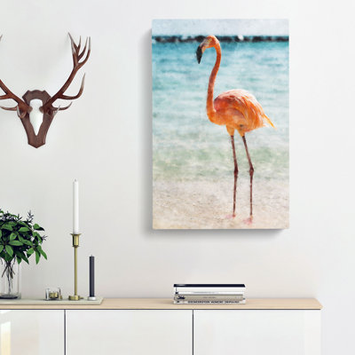 Lone Flamingo - Wrapped Canvas