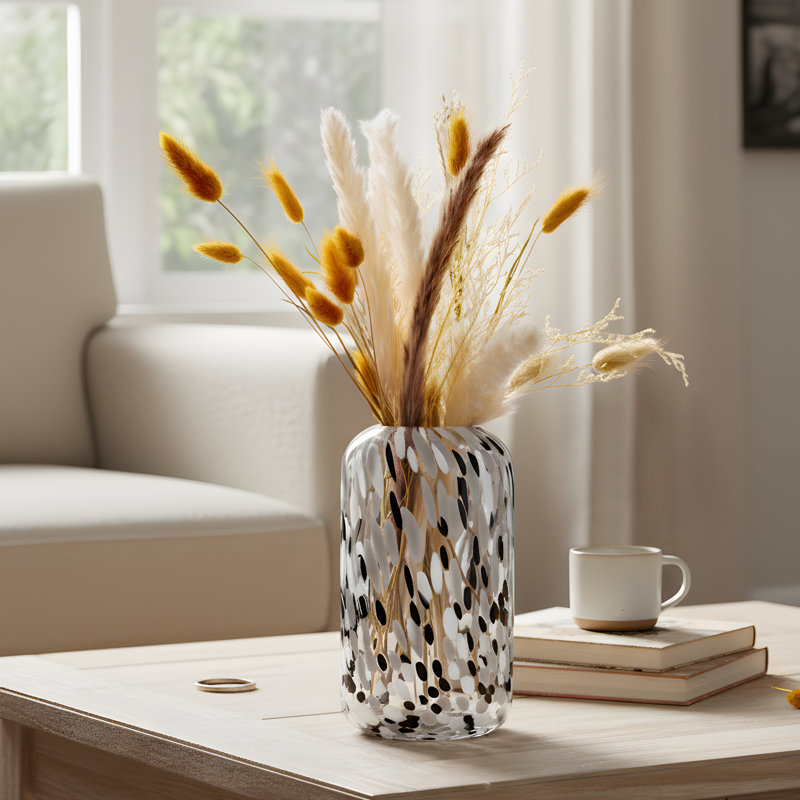 Lava Handmade Glass Table Vase, 21cm H x 12.5cm W x 12.5cm D, Charcoal