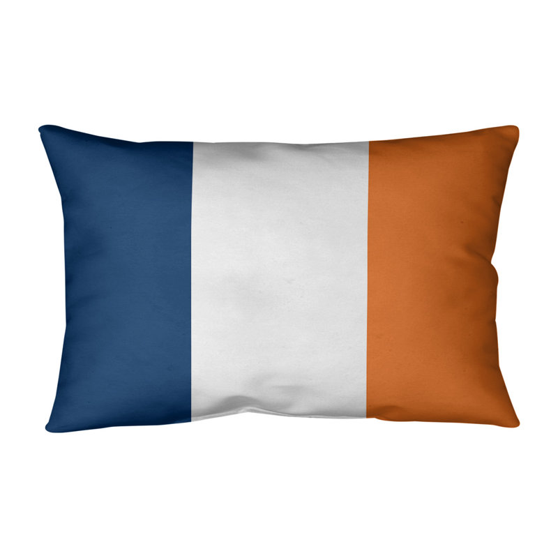 Reversible Throw Pillow, 14" x 20", Navy/White/Orange