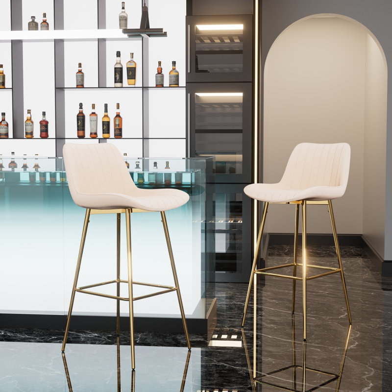Ensemble de tabourets de bar, tabouret de comptoir rembourré en velours avec structure en métal solide et dossier bas en velours