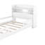 Lit plateforme simple en bois avec éclairage à DEL intégré, tête de lit avec rangement et garde-corps