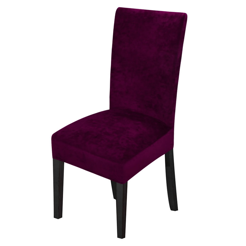 Housse extensible en velours pour chaise de salle à manger pour chaise de salle à manger, Velours mauve