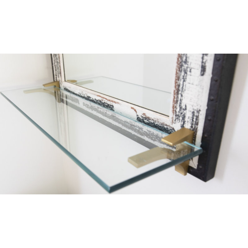 Miroir d'appoint Mowery, Ivoire rustique vieilli / noir / bleu marine / lai