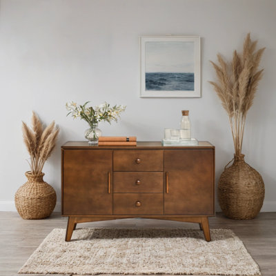 47.3" Mid-Century Sideboard Buffet - Walnut solid wood base/legs by George Oliver