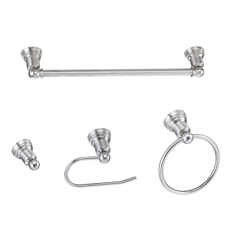 Ensemble de quincaillerie de salle de bain 4 pièces avec barre à serviettes, anneau à serviette, porte-papier hygiénique et crochet à peignoir