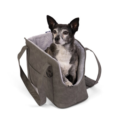 PupTote 3-in-1 Faux Leather Dog Carrier Bag 2.0 - Slate Grey