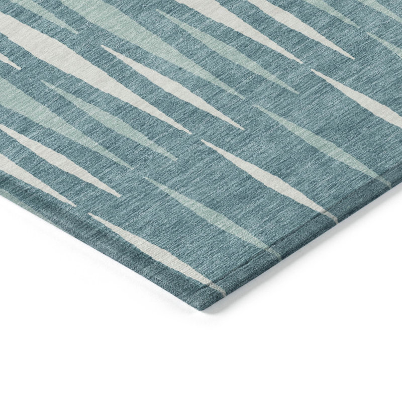 Tapis extérieur bleu sarcelle et ivoire lavable 3 pi x 5 pi bleu sarcelle et ivoire