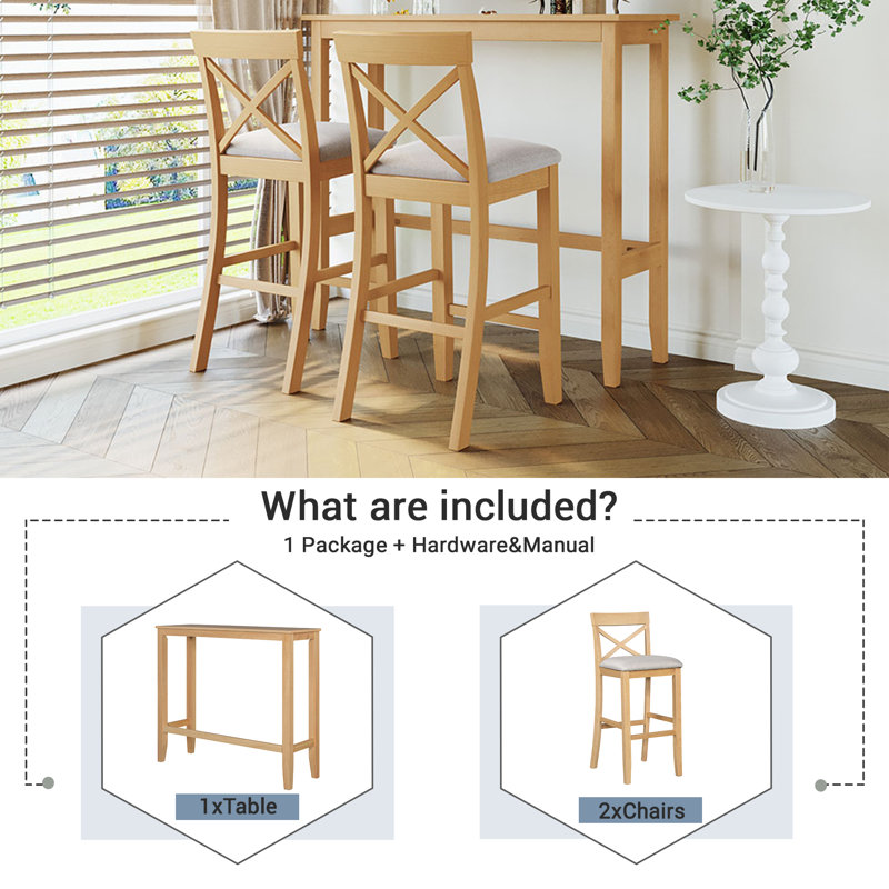 Ensemble de coin-repas en bois de 48 po Farmhouse