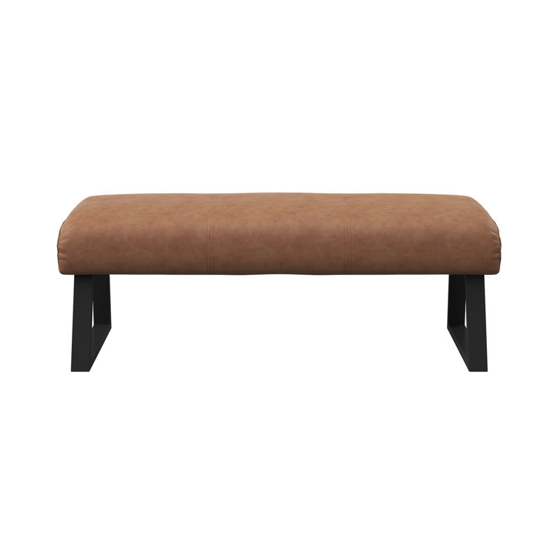 Bertrice Faux Leather Upholstered Bench, Tan