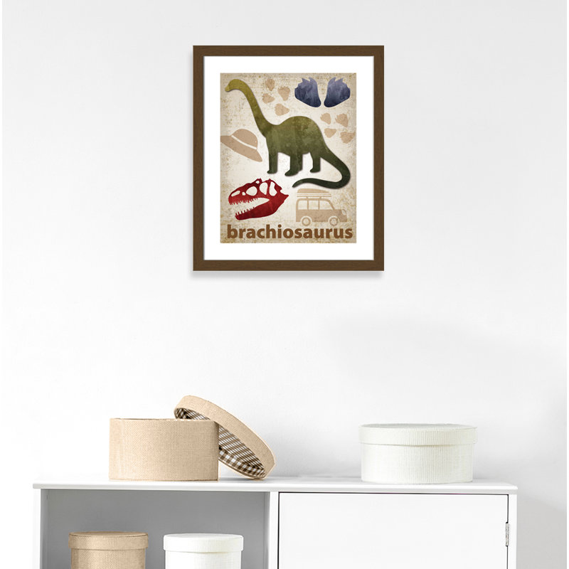 Adhésif décoratif dinosaures-03 ', H 26,5 po x l 22,5 po x P 0,625 po, Encadré plat noyer