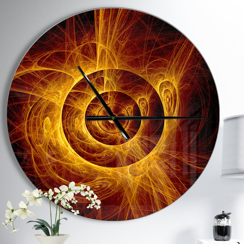 La flamme jaune clignotante - horloge murale moderne, Moyen