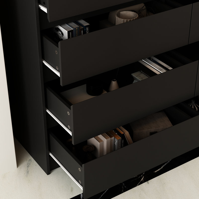 Commode 12 tiroirs Modern, Noir