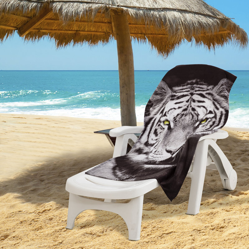 White Tiger Face Beach Towel, 30 x 60 inches
