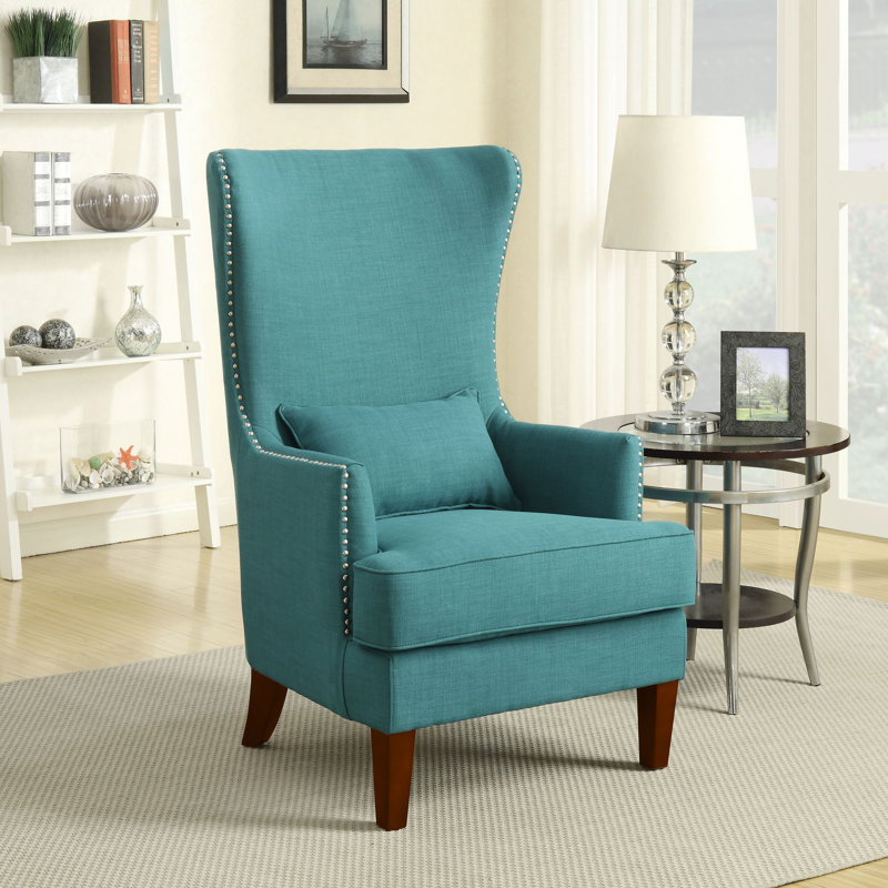 Kemariya Upholstered Wingback Chair, Heirloom Teal