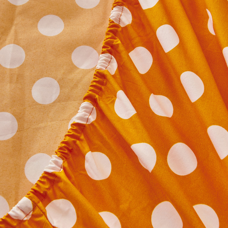 Twin Orange Polka Dot Microfiber Sheet Set